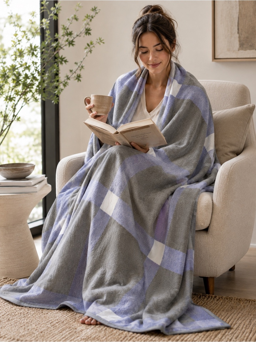 IBENA|Germany Modern Geometric Heavy Weight Velour Blanket MCM #0501266